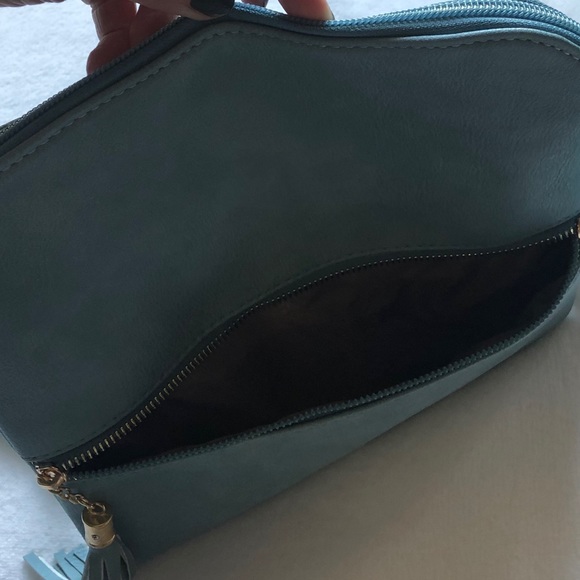 Blue Crossbody Purse with zipper tassels - Picture 4 of 8